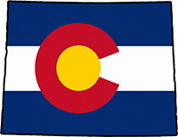 Colorado state outline with flag in-fill