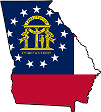 Georgia outline with flag in-fill