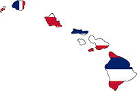 Hawaii outline with flag in-fill