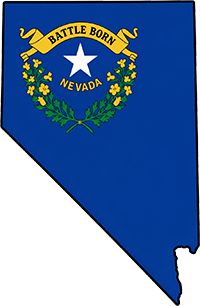 Nevada state outline with flag in-fill