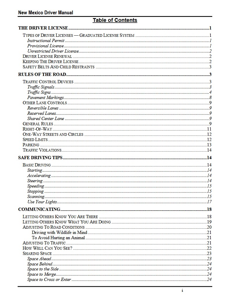 New Mexico Driver Manual